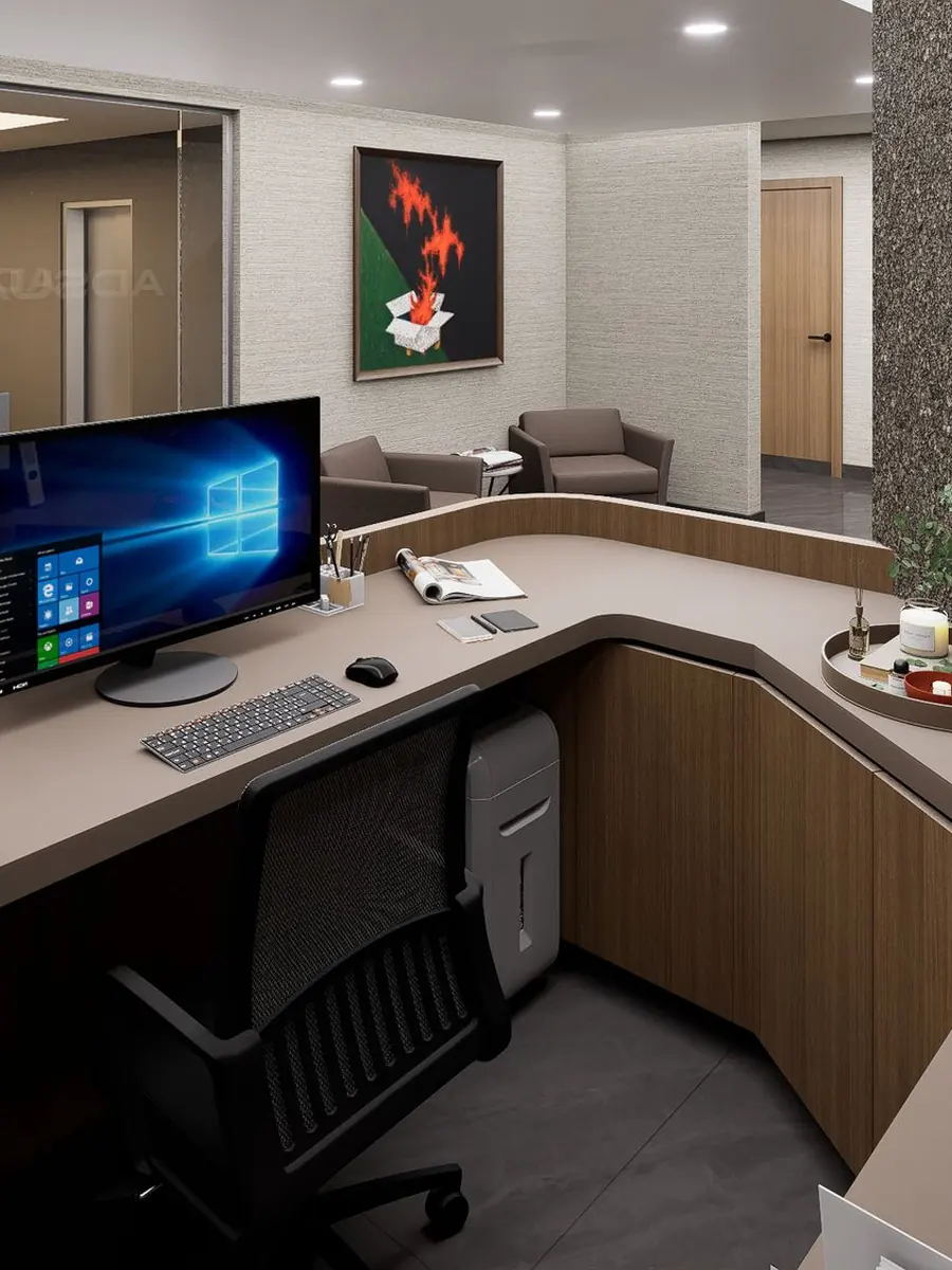Adsuar - reception desk and glass partition