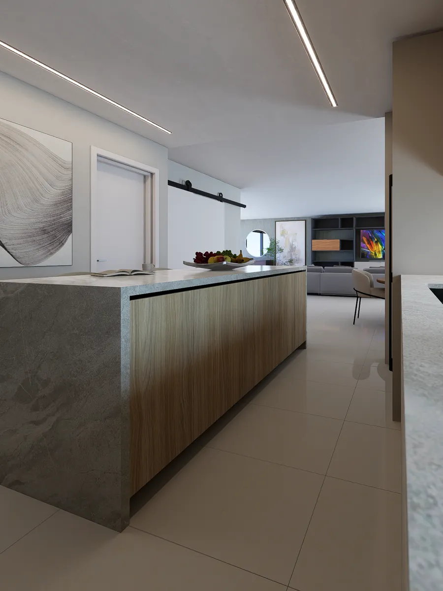 Apolo - kitchen open to the living room