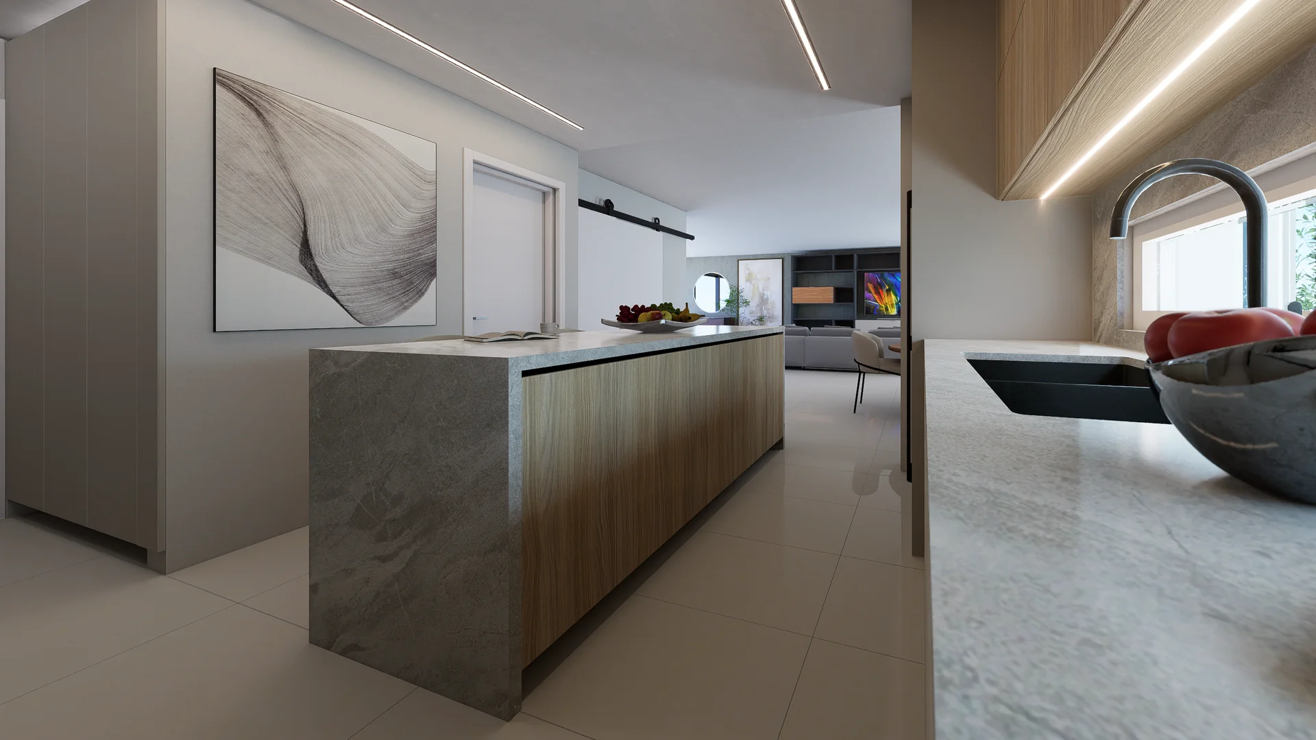 Apolo - kitchen open to the living room