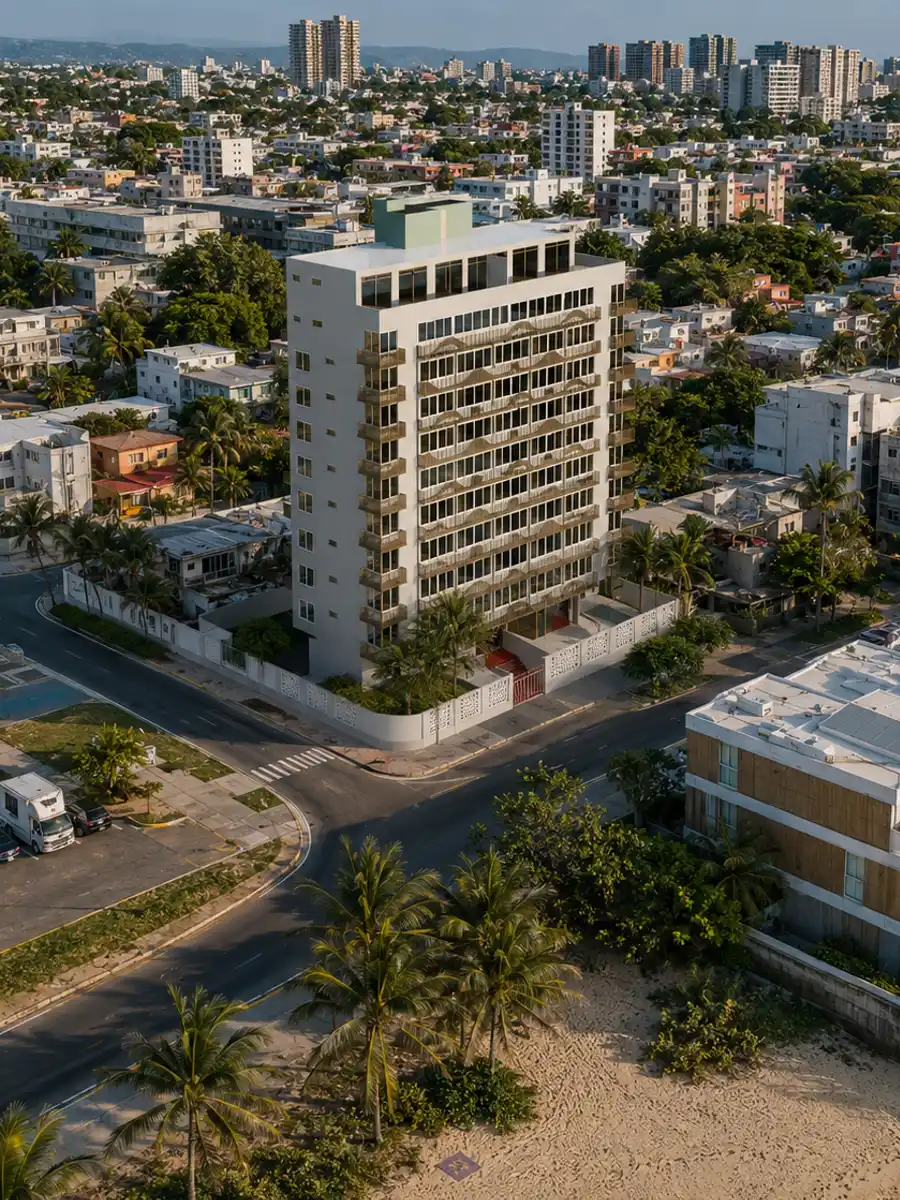 Ocean Park - aerial view of the renewed condominium one block from the beach
