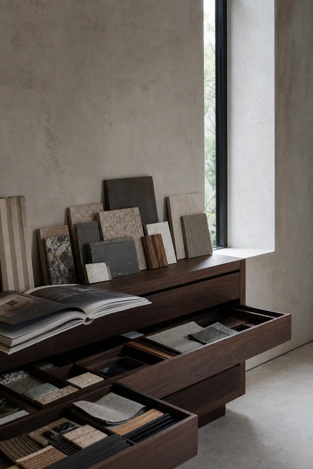 Material library guiding an interior creative direction